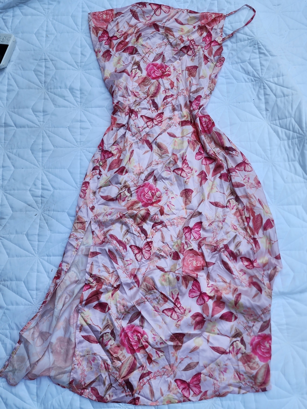 Cider Pink Floral Slip Dress with Butterfly Print NWT